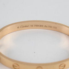 Cartier Love Bracelet Classic Model Rose Gold Size 16 2025