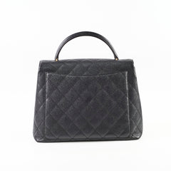 Chanel Vintage Kelly Black Caviar Top Handle