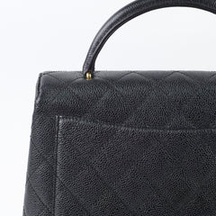 Chanel Vintage Kelly Black Caviar Top Handle