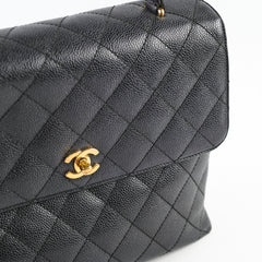 Chanel Vintage Kelly Black Caviar Top Handle