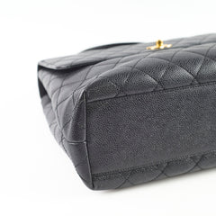 Chanel Vintage Kelly Black Caviar Top Handle