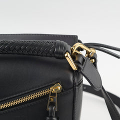 Loewe Small Puzzle Bag Black Braided Handle GHW