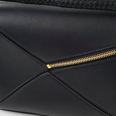 Loewe Small Puzzle Bag Black Braided Handle GHW