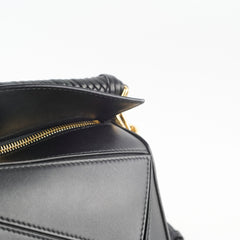 Loewe Small Puzzle Bag Black Braided Handle GHW