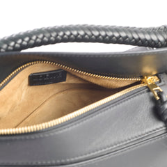 Loewe Small Puzzle Bag Black Braided Handle GHW