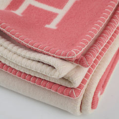 Hermes Avalon Baby Blanket Pink White