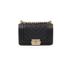 Chanel Small Boy Caviar Chevron Black