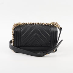 Chanel Small Boy Caviar Chevron Black