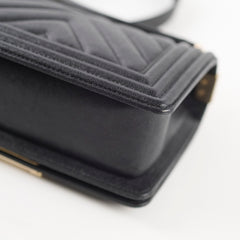Chanel Small Boy Caviar Chevron Black