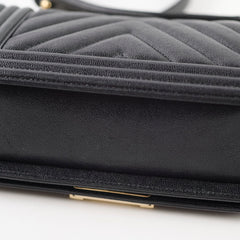 Chanel Small Boy Caviar Chevron Black