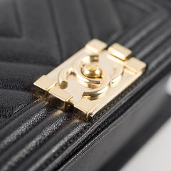 Chanel Small Boy Caviar Chevron Black