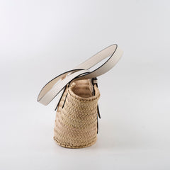 Loewe Small Raffia Basket Bag White