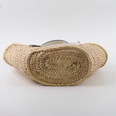 Loewe Small Raffia Basket Bag White