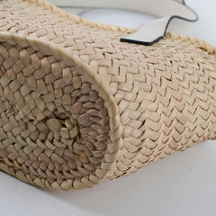 Loewe Small Raffia Basket Bag White