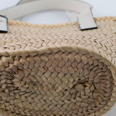 Loewe Small Raffia Basket Bag White