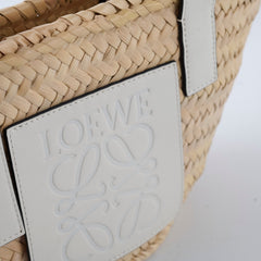 Loewe Small Raffia Basket Bag White