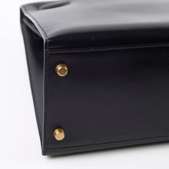 Hermes Kelly 32 Black Box Calf GHW - W in circle (1993)