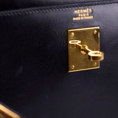 Hermes Kelly 32 Black Box Calf GHW - W in circle (1993)