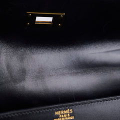 Hermes Kelly 32 Black Box Calf GHW - W in circle (1993)