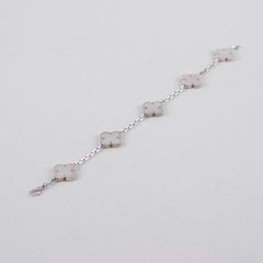 Van Cleef & Arpels Vintage 5 Motifs Alhambra Mother of Pearl Bracelet White Gold