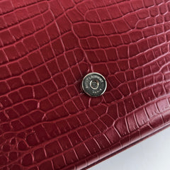 Saint Laurent Medium Kate Crocodile Embossed Burgundy