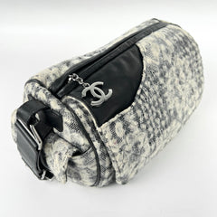 Chanel Vinatge Lace Barrel Shoulder Bag White/Blue