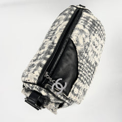 Chanel Vinatge Lace Barrel Shoulder Bag White/Blue