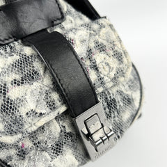 Chanel Vinatge Lace Barrel Shoulder Bag White/Blue