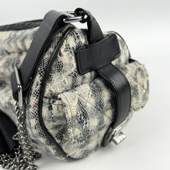 Chanel Vinatge Lace Barrel Shoulder Bag White/Blue