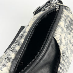 Chanel Vinatge Lace Barrel Shoulder Bag White/Blue