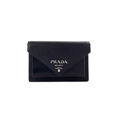 Prada Saffiano Envelope Crossbody Bag Black