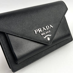 Prada Saffiano Envelope Crossbody Bag Black