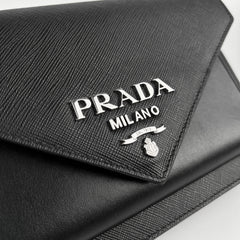 Prada Saffiano Envelope Crossbody Bag Black