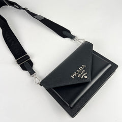 Prada Saffiano Envelope Crossbody Bag Black