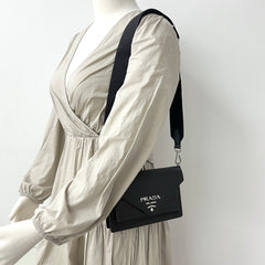 Prada Saffiano Envelope Crossbody Bag Black