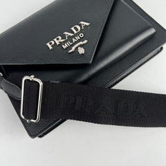 Prada Saffiano Envelope Crossbody Bag Black
