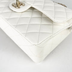 Chanel Small Classic Double Flap White Caviar Mircochip