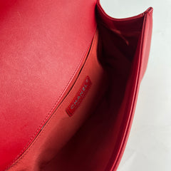 Chanel Boy Old Medium Chevron Lambskin Red - 22 Series