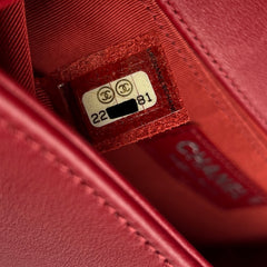 Chanel Boy Old Medium Chevron Lambskin Red - 22 Series