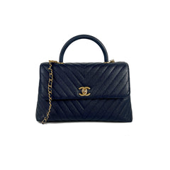 Chanel Coco Handle Chevron Large Navy - 25 Series