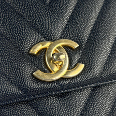 Chanel Coco Handle Chevron Large Navy - 25 Series