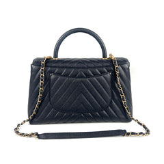 Chanel Coco Handle Chevron Large Navy - 25 Series