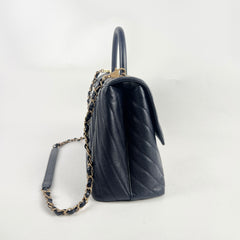 Chanel Coco Handle Chevron Large Navy - 25 Series