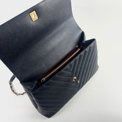 Chanel Coco Handle Chevron Large Navy - 25 Series