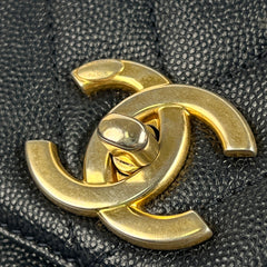 Chanel Coco Handle Chevron Large Navy - 25 Series