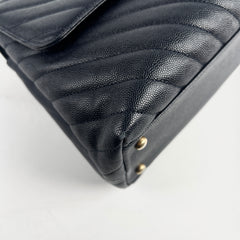 Chanel Coco Handle Chevron Large Navy - 25 Series