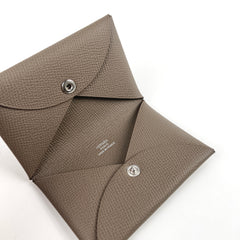 Hermes Calvi Epsom Card Holder Etoupe W Stamp