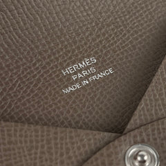 Hermes Calvi Epsom Card Holder Etoupe W Stamp