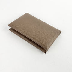 Hermes Calvi Epsom Card Holder Etoupe W Stamp