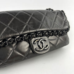 Chanel Calfskin Quilted Chain Me Flap Dark Grey